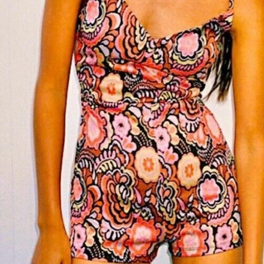Zara Floral Print Romper Retro Size Small One piece Jumpsuit - Picture 4 of 16